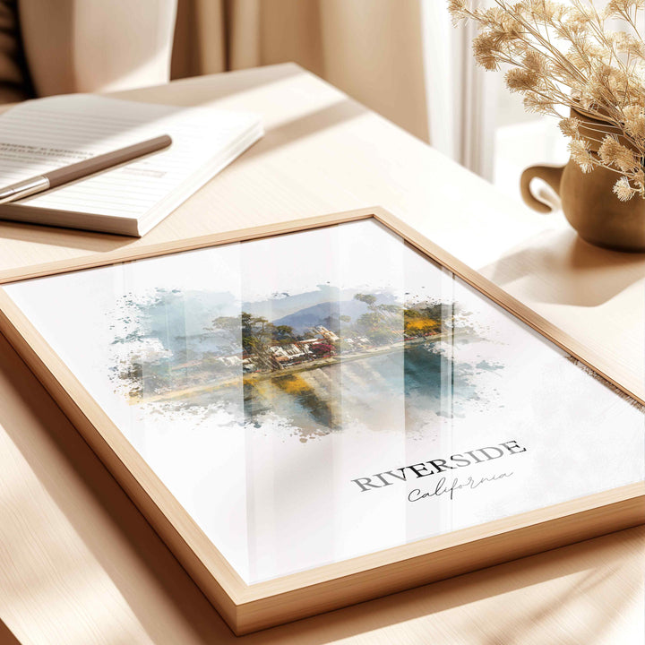 Riverside, California Wall Art, Riverside Print, Riverside Watercolor Art, Riverside California Gift, Travel Print, Travel Poster, Housewarming Gift
