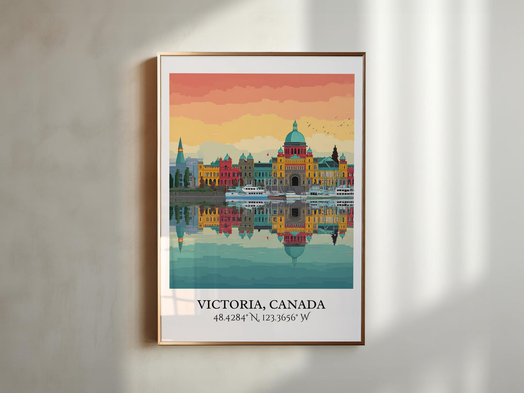 Victoria Canada Art, Canada Retro Travel Art, Canada Home Decor, Canada Gift, Victoria Canada Travel Art, Travel Prints, Housewarming Gift