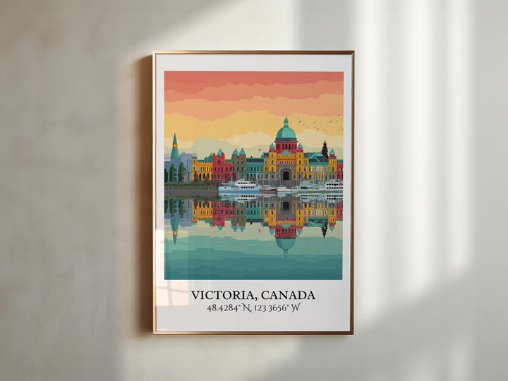 Victoria Canada Art, Canada Retro Travel Art, Canada Home Decor, Canada Gift, Victoria Canada Travel Art, Travel Prints, Housewarming Gift