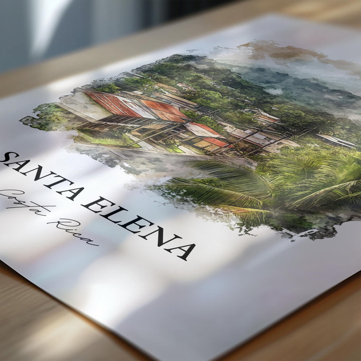 Santa Elena Wall Art, Monteverde Print, Costa Rica Watercolor Art, Santa Elena Gift, Travel Print, Travel Poster, Housewarming Gift