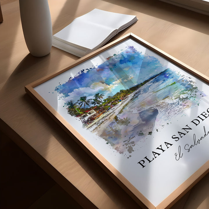 Playa San Diego, El Salvador – Watercolor Art Print