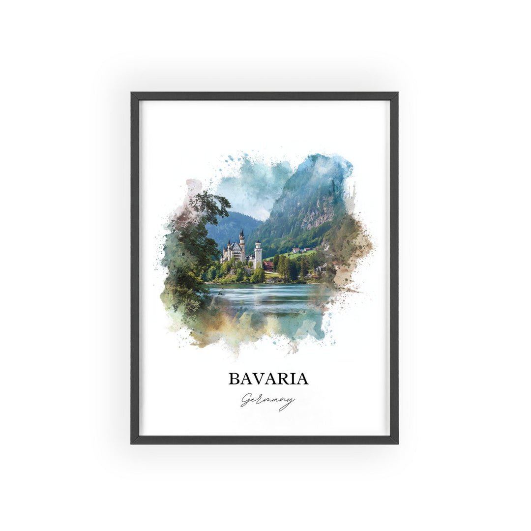 Bavaria Wall Art, Bavaria Print, Bavaria Germany Watercolor Art, Germany Gift, Germany Travel Print, Travel Poster, Housewarming Gift