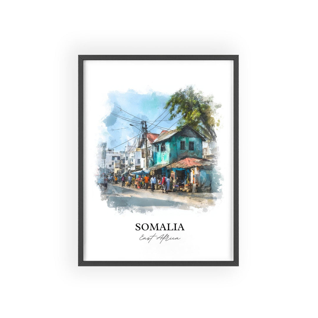 Somalia Wall Art, Somalia Print, Somalia Watercolor Art, Somalia Gift, Travel Print, Travel Poster, Housewarming Gift