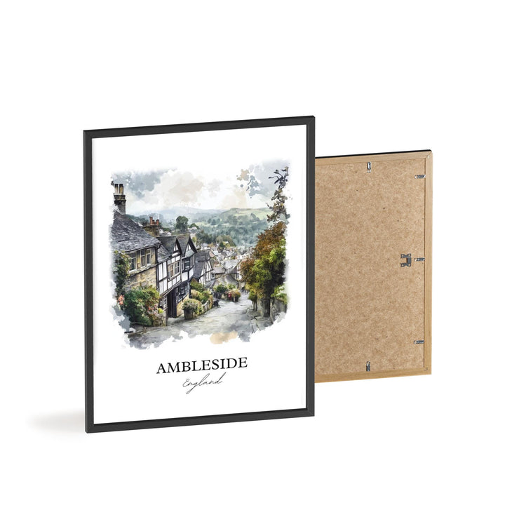 Ambleside Wall Art, Westmorland Print, England Watercolor Art, Ambleside England Gift, Travel Print, Travel Poster, Housewarming Gift