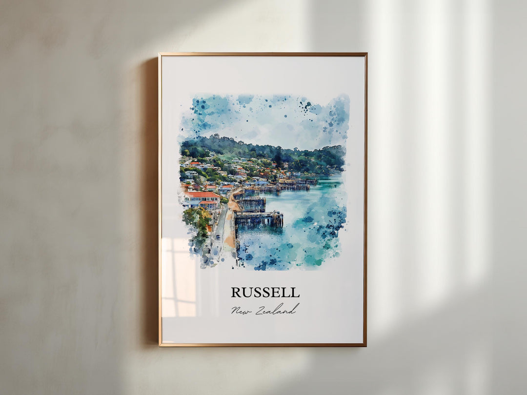 Russell New Zealand Wall Art, Kororareka Print, New Zealand Artwork, Russell NZ Gift, Travel Print, Travel Poster, Housewarming Gift