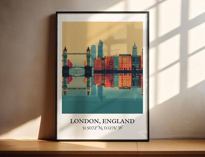 London England Art, London Retro Travel Art, London Home Decor, England Gift, London Travel Art, Travel Prints, Housewarming Gift