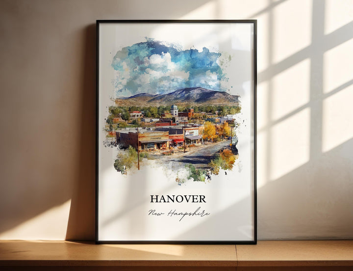 Hanover NH Wall Art, Grafton County Print, New Hampshire Watercolor Art, Hanover NH Gift, Travel Print, Travel Poster, Housewarming Gift