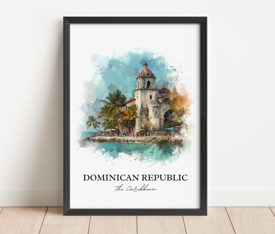 Dominican Republic Wall Art, Caribbean Print, DR Watercolor Art, Dominican Republic Gift, Travel Print, Travel Poster, Housewarming Gift