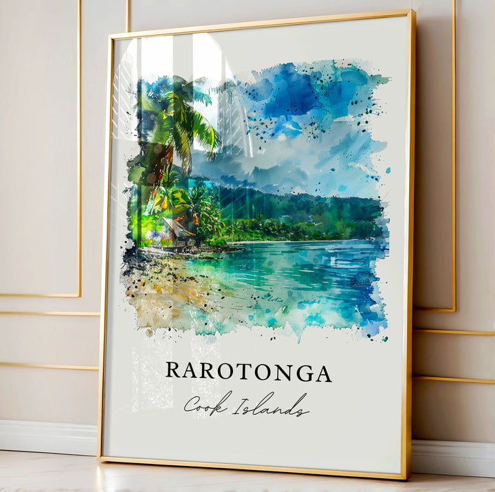 Rarotonga Wall Art, Rarotonga Print, Cook Islands Watercolor, Rarotonga Cook Islands Gift, Travel Poster, Housewarming Gift