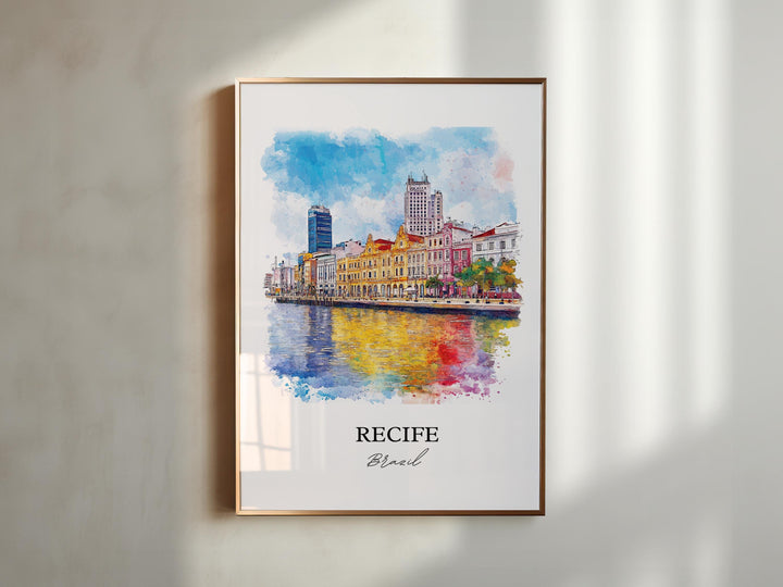 Recife Brazil Wall Art, Pernambuco Print, Brazil Watercolor Art, Recife Brazil Gift, Travel Print, Travel Poster, Housewarming Gift