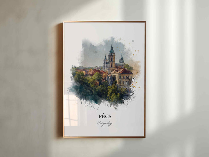 Pecs, Hungary – Watercolor Art Print of Mecsek Mountains