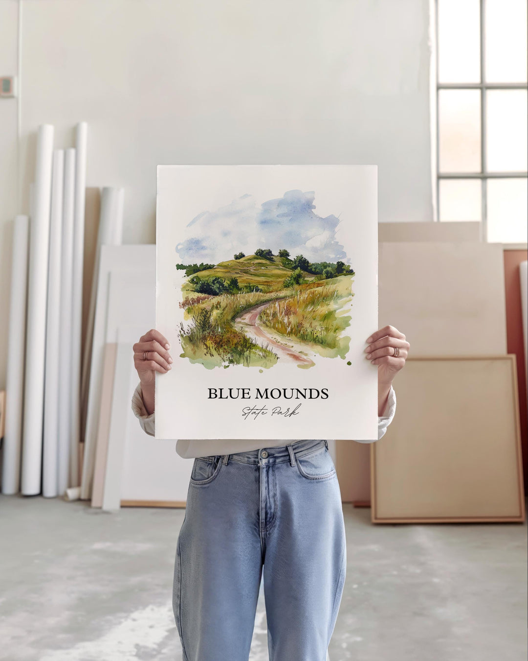 Blue Mounds State Park Wall Art, Luverne MN Print, Minnesota Watercolor Art, Luverne MN Gift, Travel Print, Travel Poster, Housewarming Gift