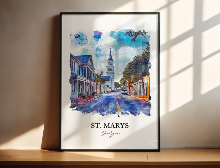 St Marys, Georgia, USA – Watercolor Art Print