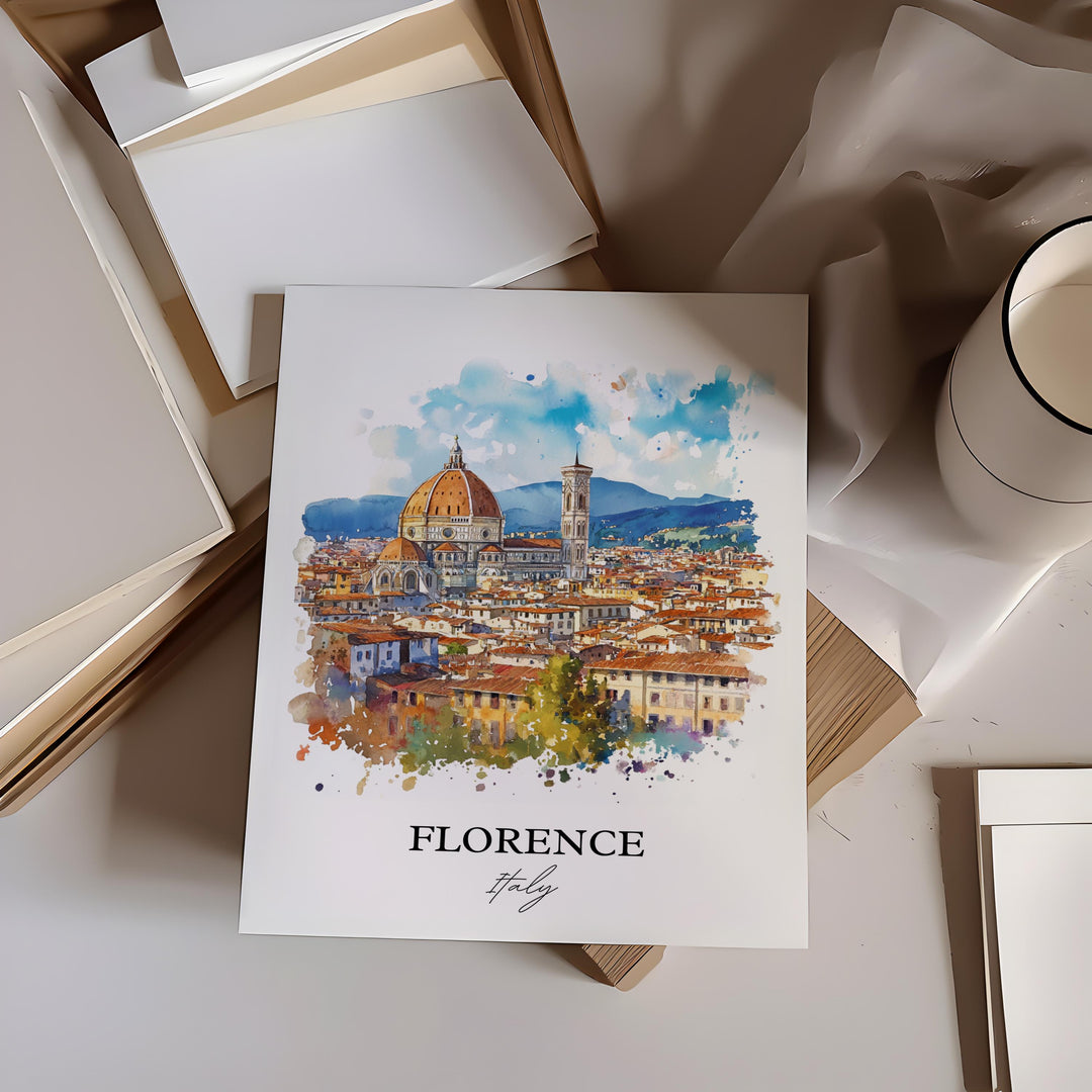 Florence Italy Wall Art, Florence Italia Print, Italy Watercolor Art, Florence Italy Gift, Travel Print, Travel Poster, Housewarming Gift