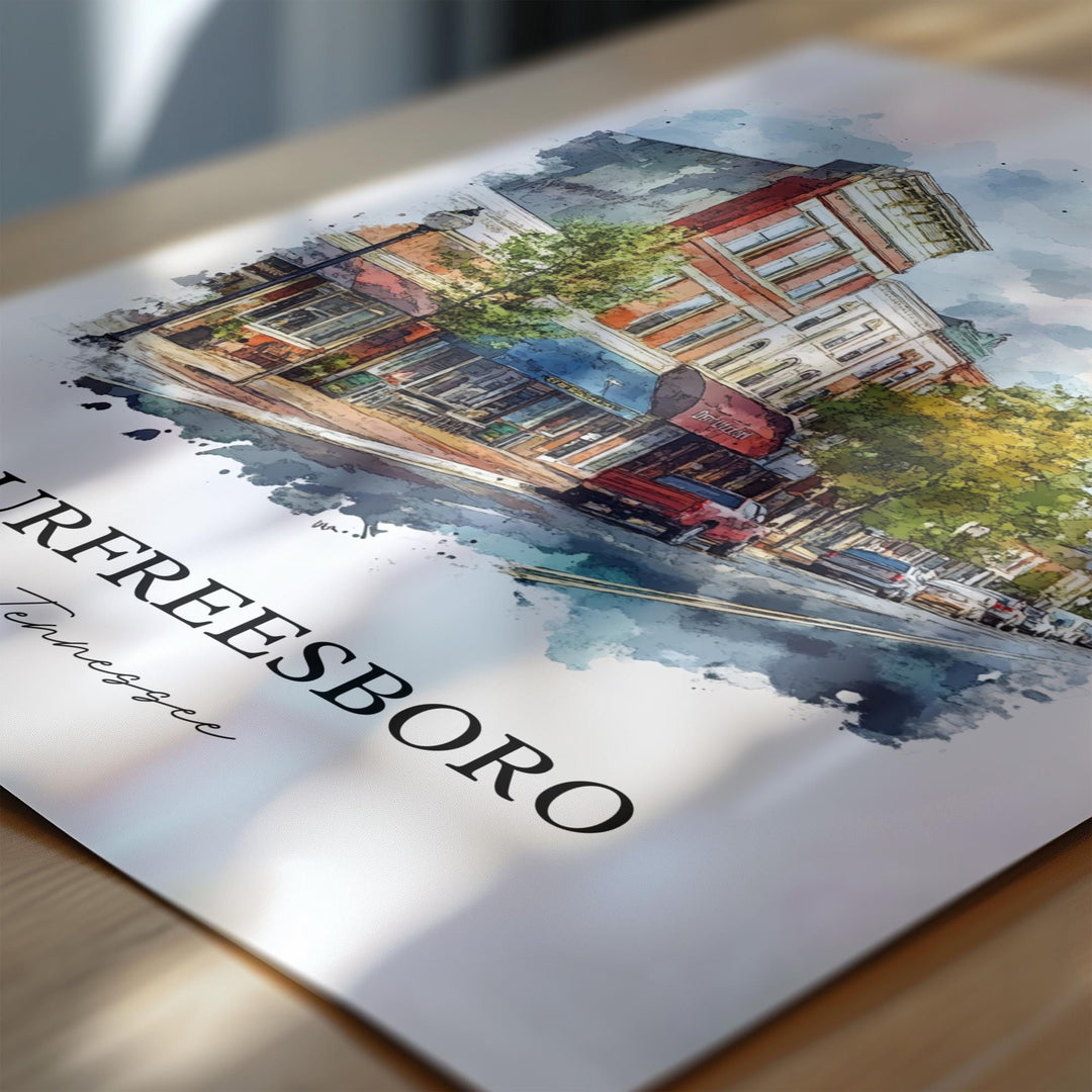 Murfreesboro, TN, USA – Watercolor Art Print