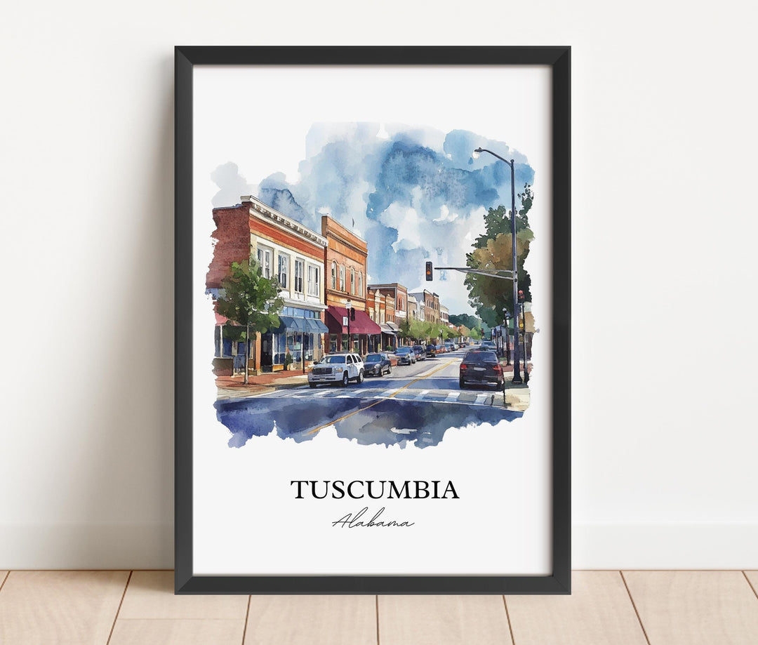 Tuscumbia AL Wall Art, Colbert County AL Print, Alabama Watercolor Art, Tuscumbia Gift, Travel Print, Travel Poster, Housewarming Gift
