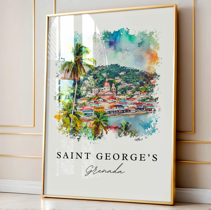 Saint George's Grenada wall art - Grenada, St. George's print, Grenada Wedding gift, Birthday present, Custom Text, Perfect Gift