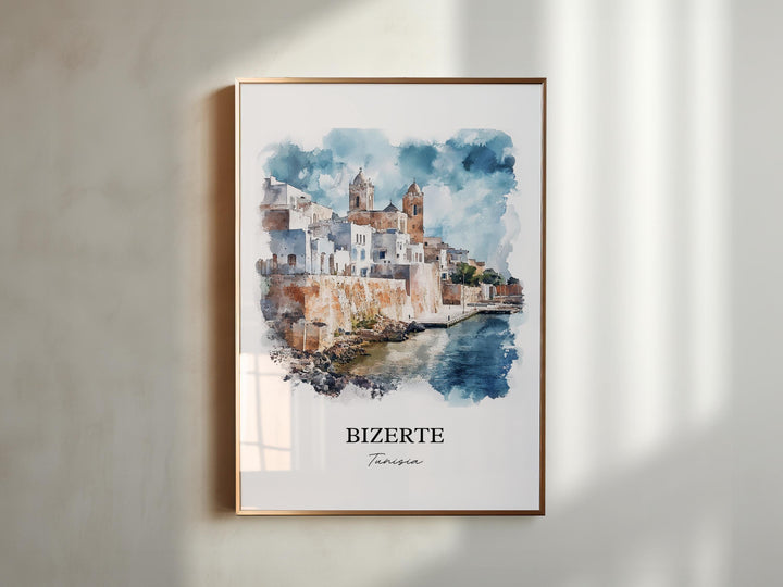 Bizerte Wall Art, Bizerte Tunisia Print, Tunisia Watercolor Art, Tunisia Gift, Travel Print, Travel Poster, Housewarming Gift