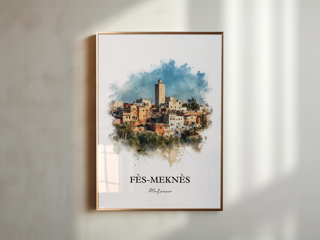 Fès-Meknès, Morocco – Watercolor Art Print