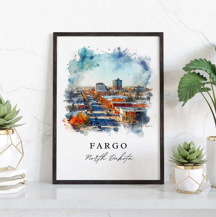 Fargo ND wall art - North Dakota, Fargo print, Fargo North Dakota Wedding gift, Birthday present, Custom Text, Perfect Gift