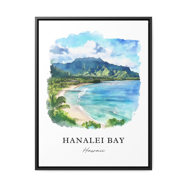 Hanalei Bay Wall Art, Hanalei Bay Print, Kauai Island Watercolor Art, Kauai Hawaii Gift,