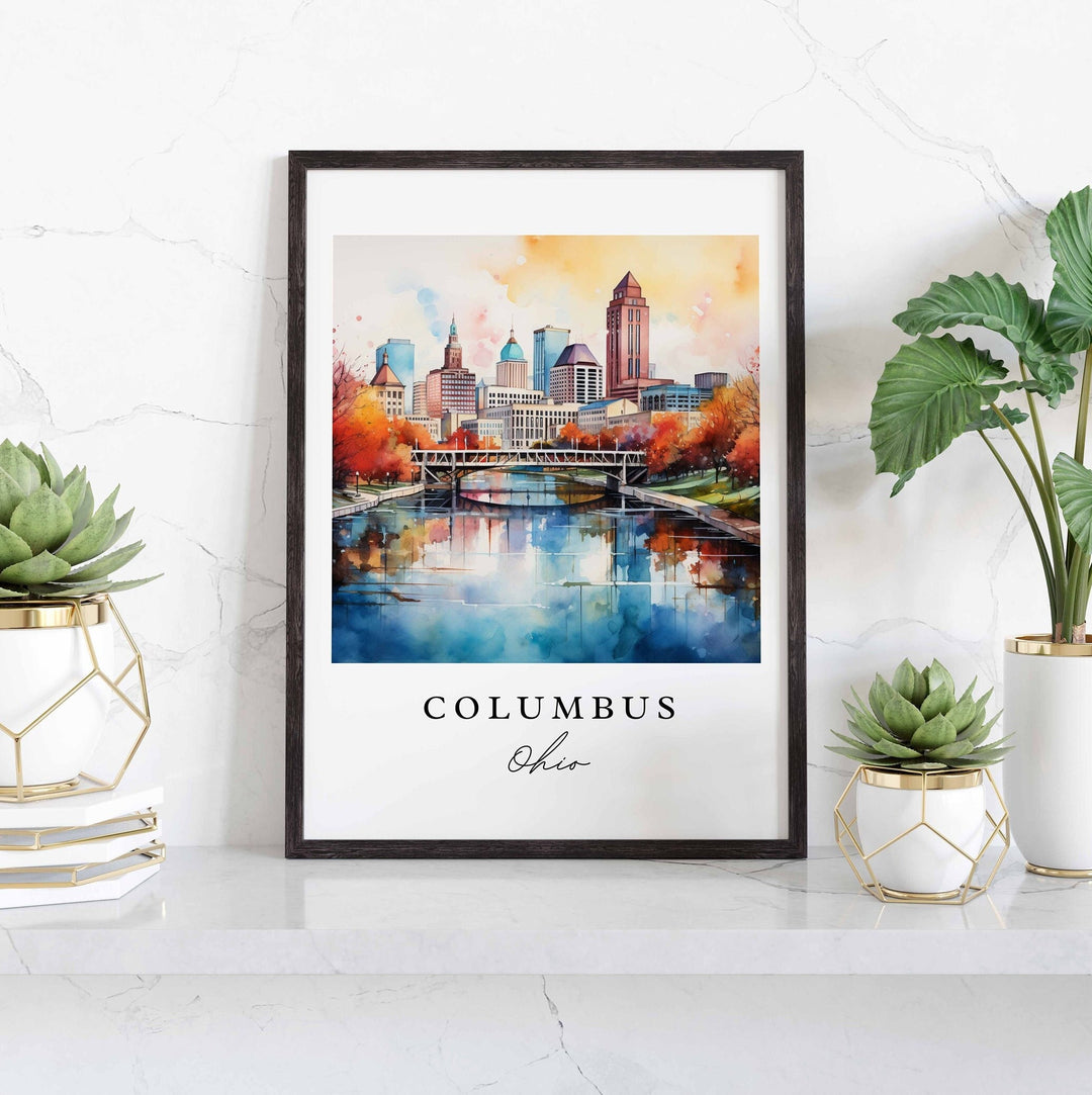 Columbus Ohio wall art - Ohio, Columbus poster, Columbus OH Wedding gift, Columbus Skyline Birthday present, Custom Text, Personalized Gift