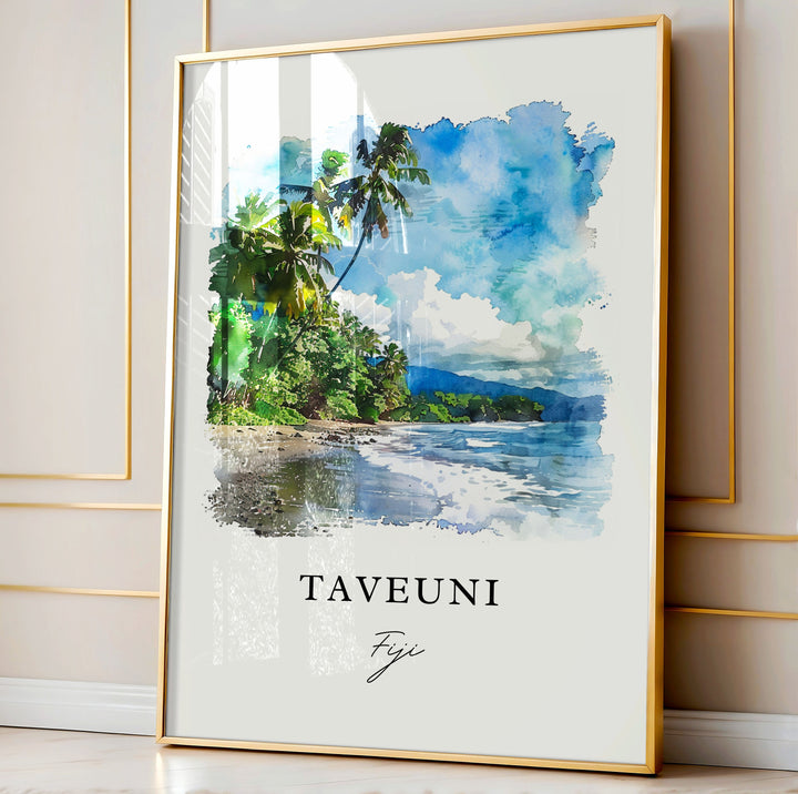 Taveuni Fiji Wall Art, Taveuni Island Print, Taveuni Watercolor Art, Taveuni Fiji Gift,