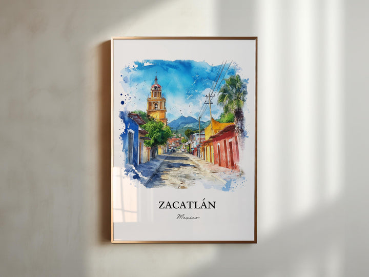 Zacatlán Wall Art, Puebla Mexico Print, Mexico Watercolor Art, Zacatlán Mexico Gift, Travel Print, Travel Poster, Housewarming Gift