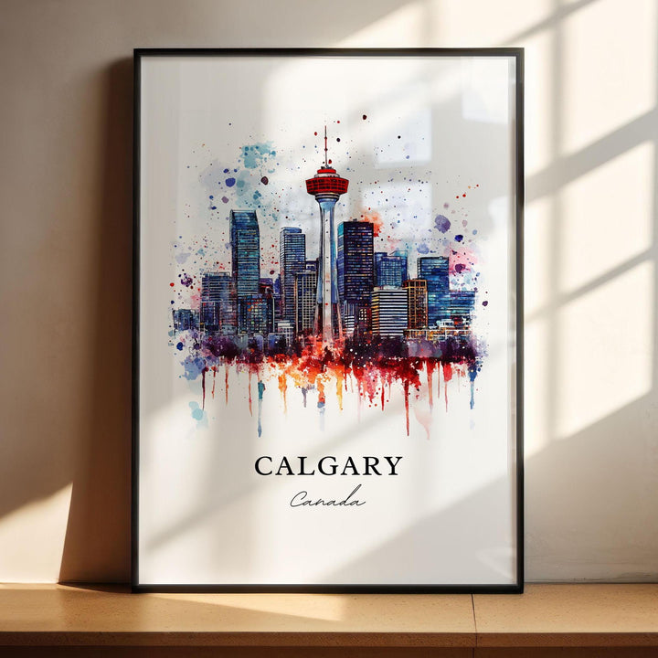 Calgary Wall Art, Calgary Print, Calgary Watercolor Art, Calgary Skyline Gift, Travel Print, Travel Poster, Housewarming Gift