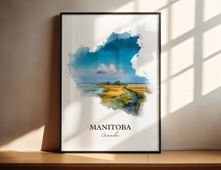 Manitoba Canada Wall Art, Manitoba Print, Manitoba Watercolor Art, Manitoba Gift, Canada Travel Print, Travel Poster, Housewarming Gift