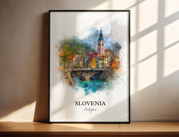 Slovenia Wall Art, Slovenia Print, Slovenia Watercolor Art, Slovenian Gift, Travel Print, Travel Poster, Housewarming Gift