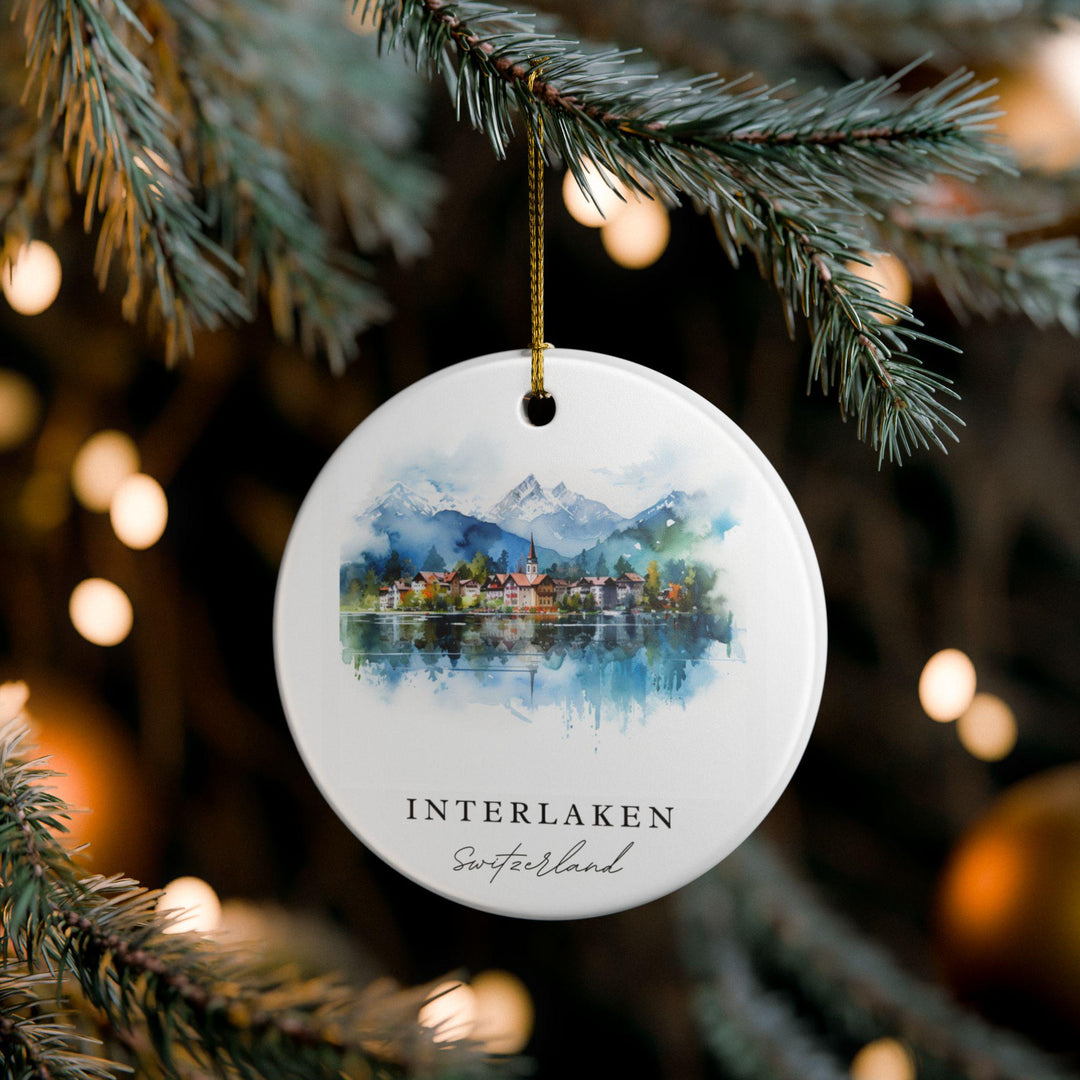Interlaken Switzerland Ornament: Unique Interlaken Souvenir, Interlaken Xmas Decor, and Authentic Switzerland Gift