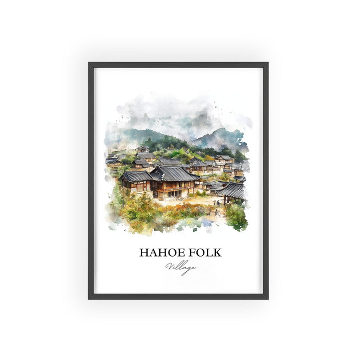 Hahoe Folk Village Wall Art, Angong Print, South Korea Watercolor Art, Gyeongsangbuk-do Gift, Travel Print, Travel Poster, Housewarming Gift