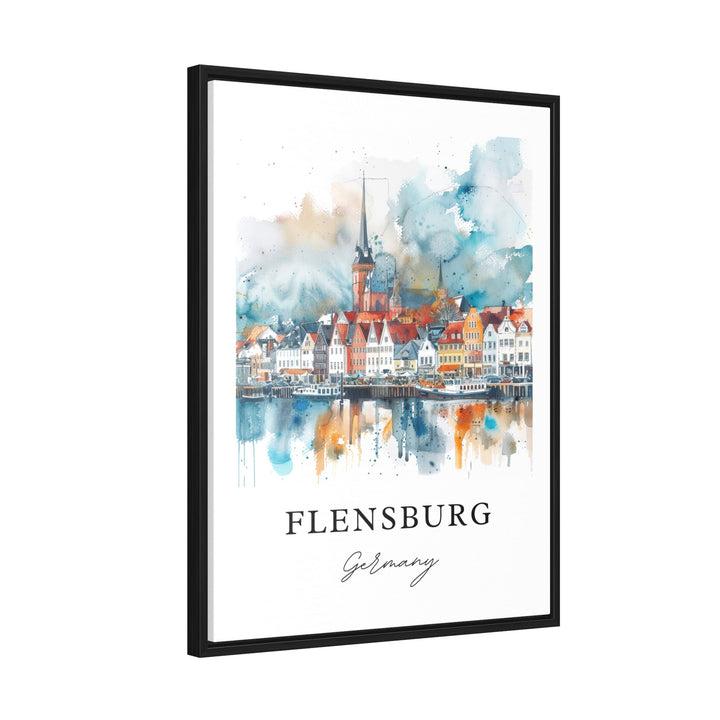 Flensburg Germany Art, Flensburg Print, Flensburg Watercolor Art, Flensburg Germany Gift,