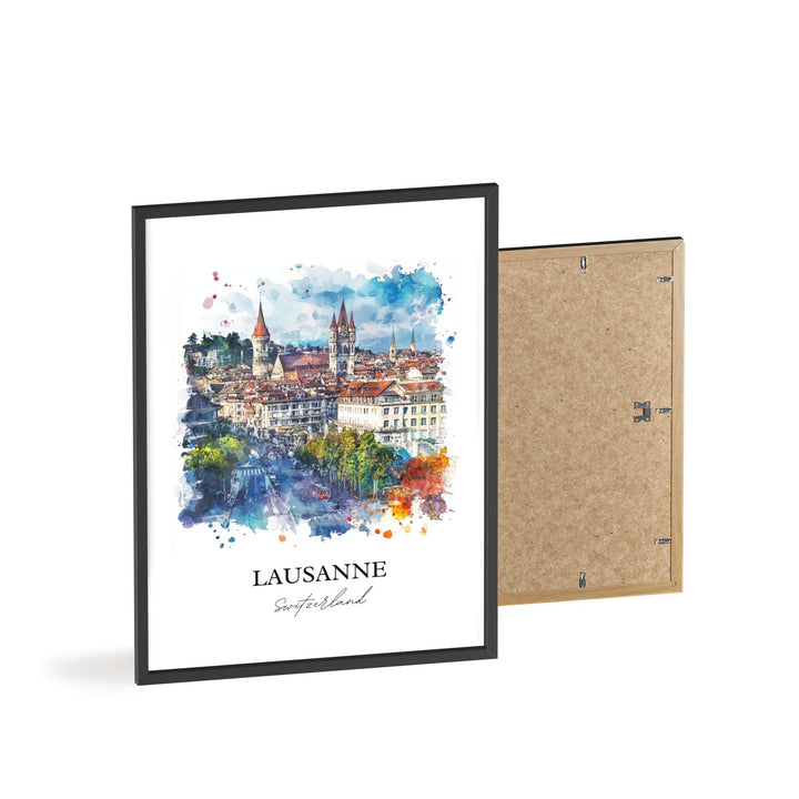 Lausanne Wall Art, Lausanne Print, Switzerland Watercolor Art, Lausanne Switzerland Gift, Travel Print, Travel Poster, Housewarming Gift
