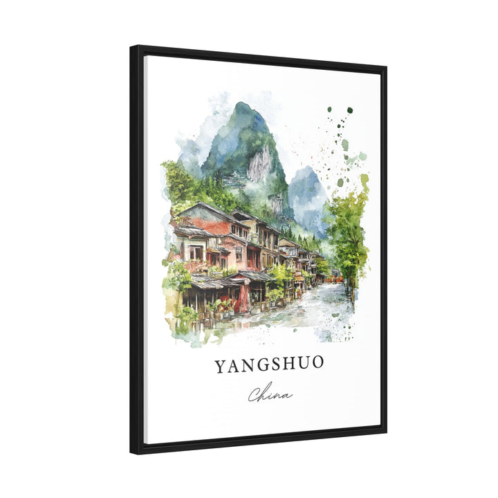 Yangshuo Wall Art, Yangshuo China Print, Guangxi Watercolor Art, Guangxi China Gift,