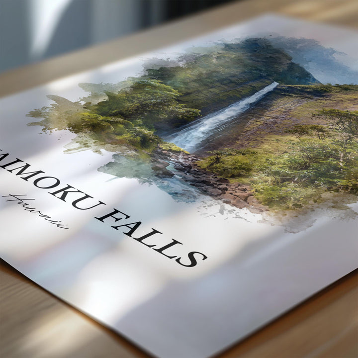 Waimoku Falls Wall Art, Maui Print, Maui Watercolor Art, Waimoku Falls Gift, Travel Print, Travel Poster, Housewarming Gift