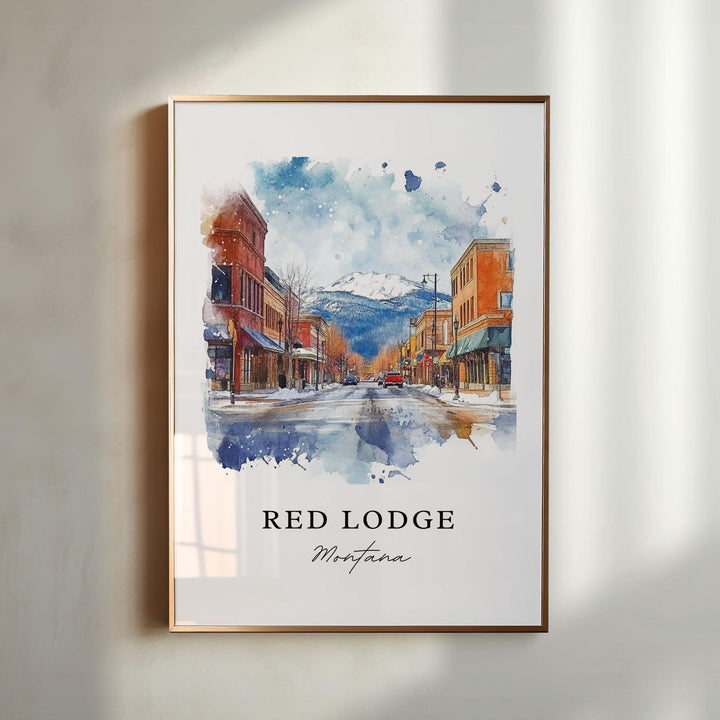 Red Lodge MT Wall Art, Red Lodge Print, Carbon County Watercolor Art, Red Lodge Montana Gift,