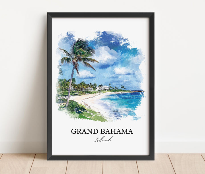 Grand Bahama Island Art, Bahamas Print, Bahamas Watercolor Art, Grand Bahama Island Gift, Travel Print, Travel Poster, Housewarming Gift