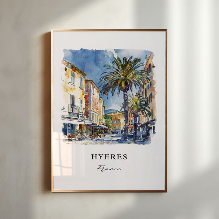 Hyères France Art, Hyères FR Print, Hyeres Watercolor, Mediterranean Coast France Gift, Travel Poster, Housewarming Gift