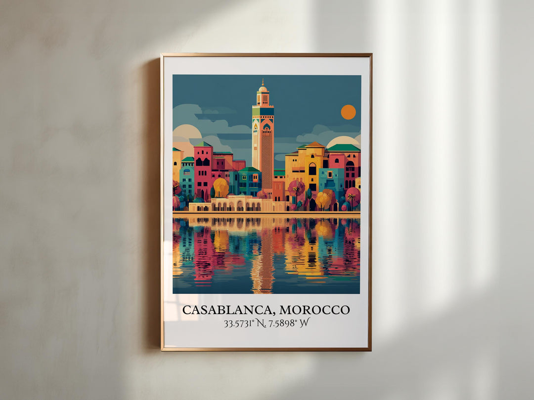 Casablanca Art, Casablanca Retro Travel Art, Morocco Home Decor, Morocco Gift, Morocco Travel Art, Travel Prints, Housewarming Gift