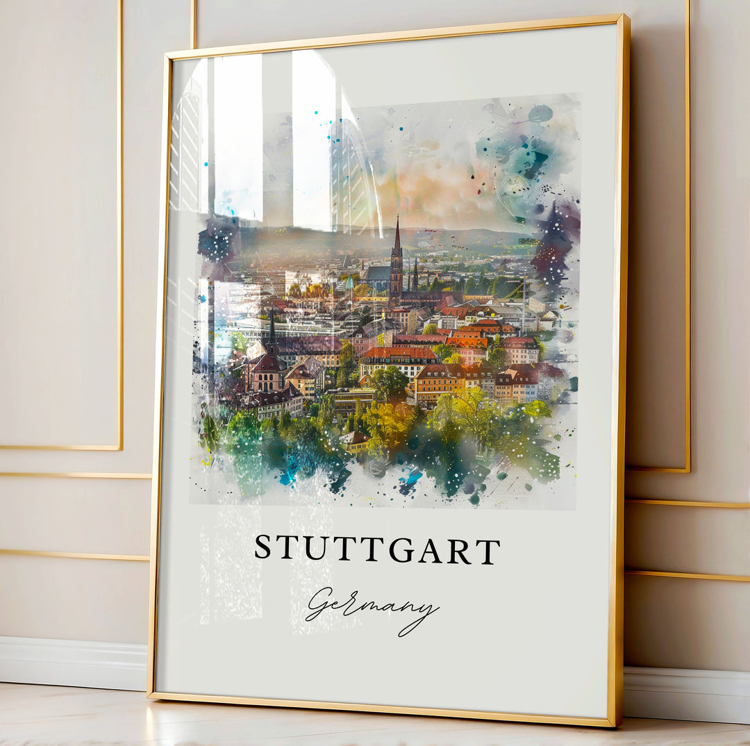 Stuttgart Germany Art, Stadtkreis Print, Stuttgart Watercolor Art, Stuttgart Germany Gift,