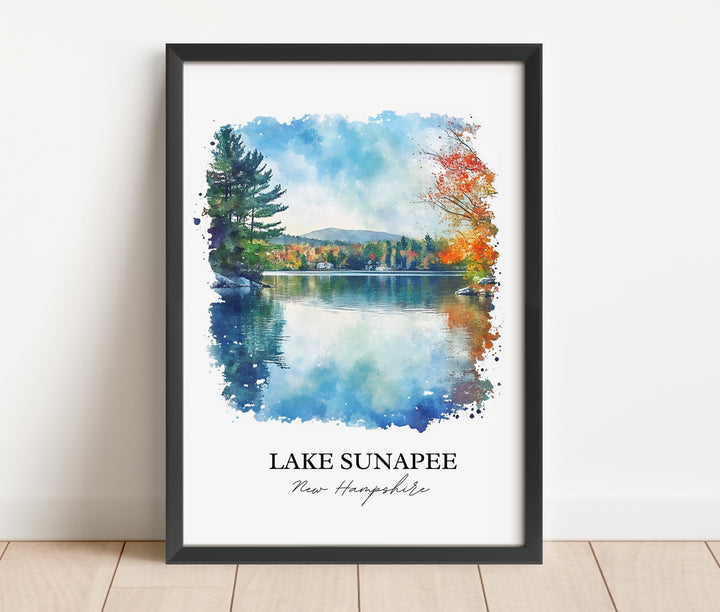 Lake Sunapee NH Wall Art, Merrimack County Print, New Hampshire Artwork, Lake Sunapee Gift, Travel Print, Travel Poster, Housewarming Gift