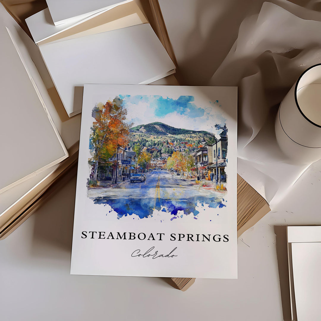 Steamboat Springs Art, Steamboat Springs Print, Yampa Valley Watercolor, Steamboat Ski Gift,