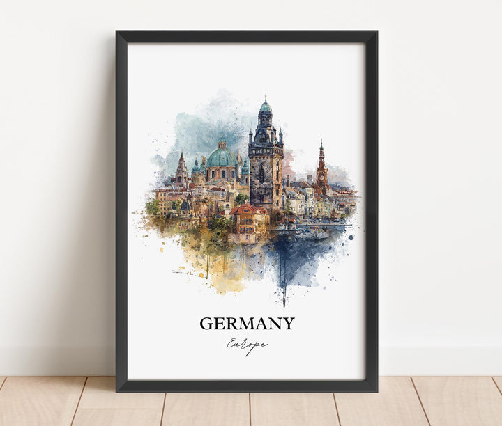Germany Wall Art, Germany Country Print, Germany Watercolor Art, Germany Gift, Travel Print, Travel Poster, Housewarming Gift