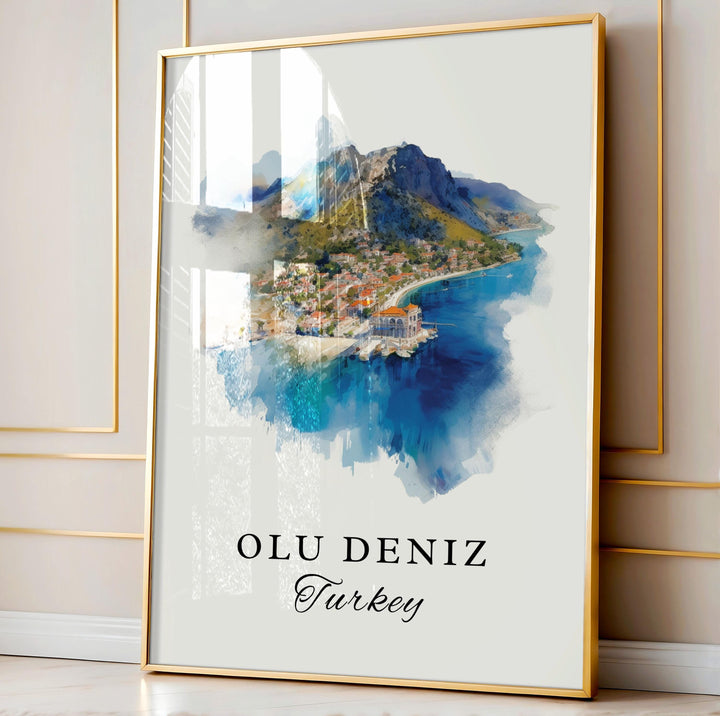 Olu Deniz Turkey wall art - Turkey, Olu Deniz poster, Ölüdeniz Wedding gift, Birthday present, Custom Text, Personalised Gift