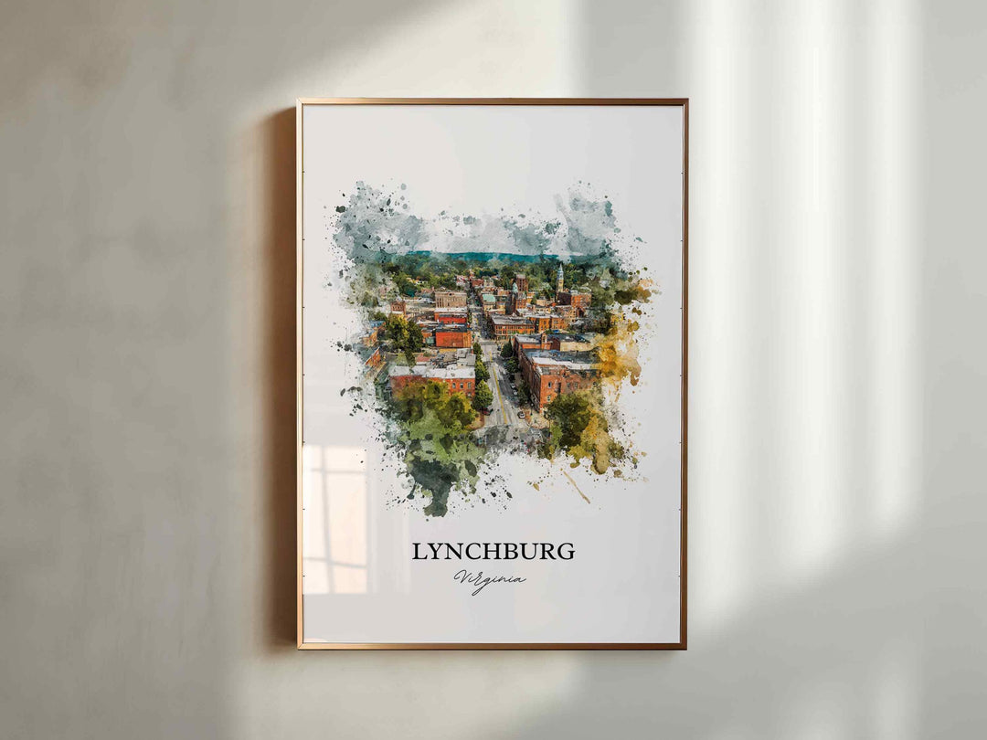 Lynchburg, Virginia, USA – Watercolor Art Print Blue Ridge Mountains