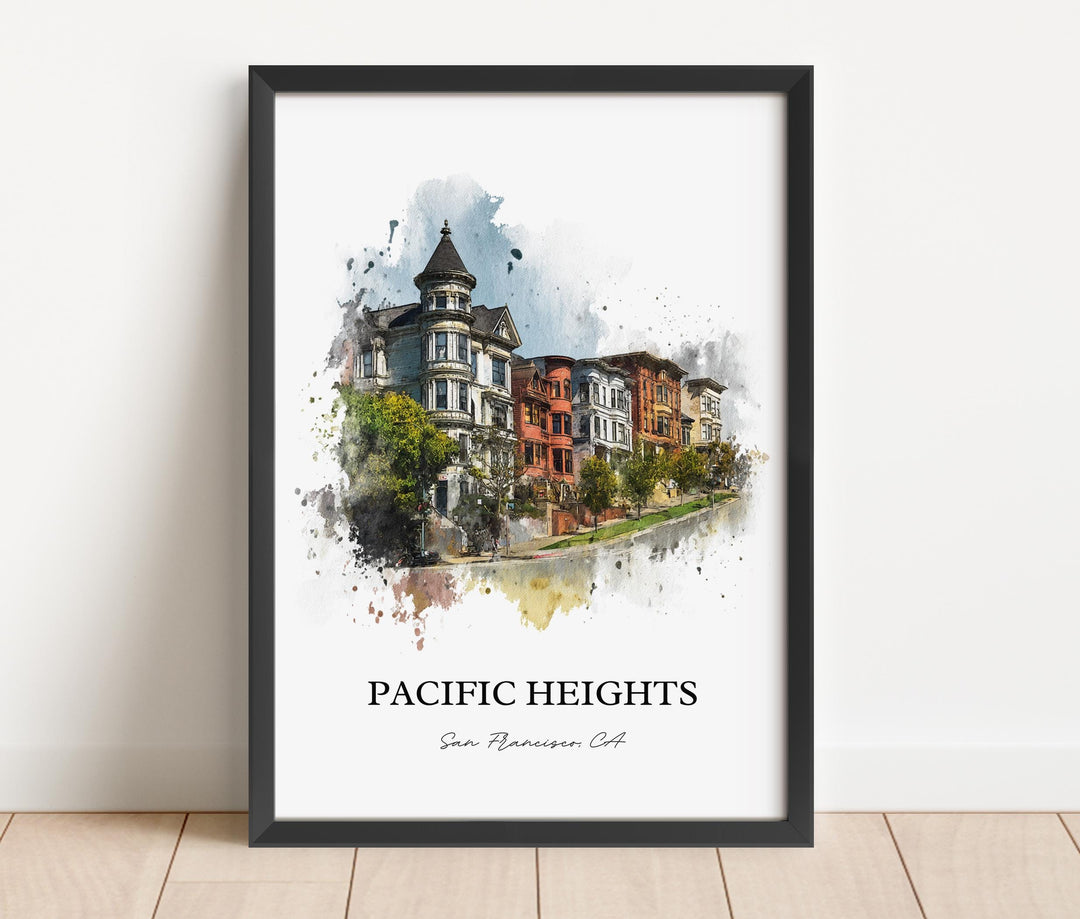 Pacific Heights, California – Watercolor Art Print