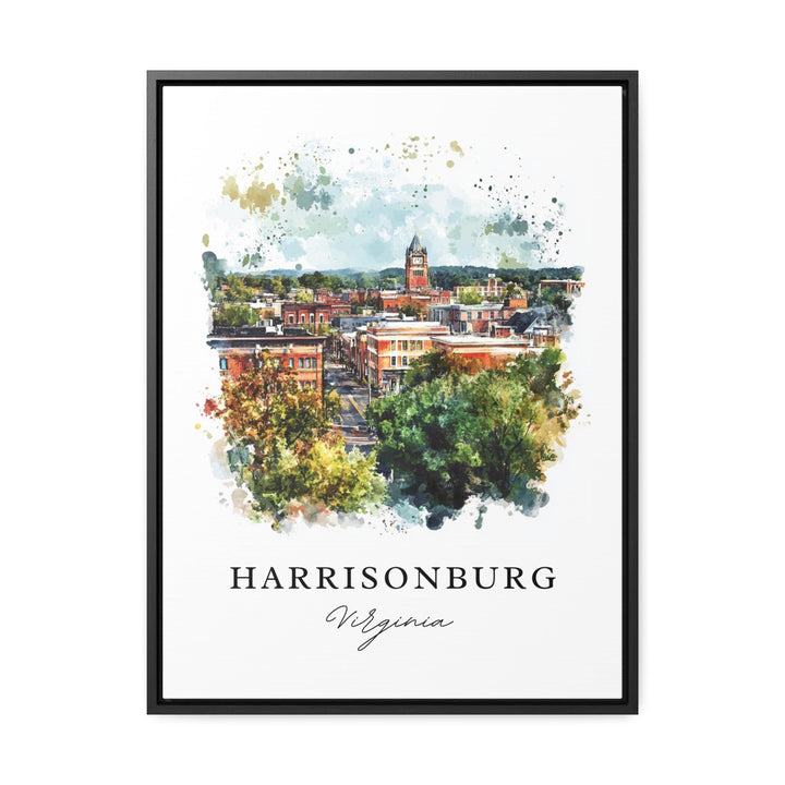 Harrisonburg VA Wall Art, Harrisonburg Print, College Town Watercolor Art, Harrisonburg Virginia Gift, Travel Poster, Housewarming Gift