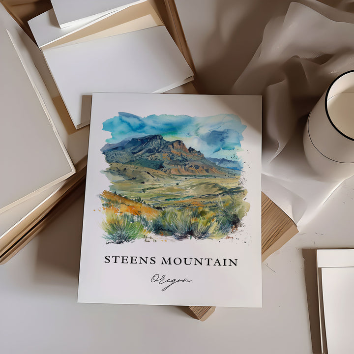 Steens Mountain Wall Art, Steens Mountain OR Print, Harney County Watercolor, Oregon Gift,
